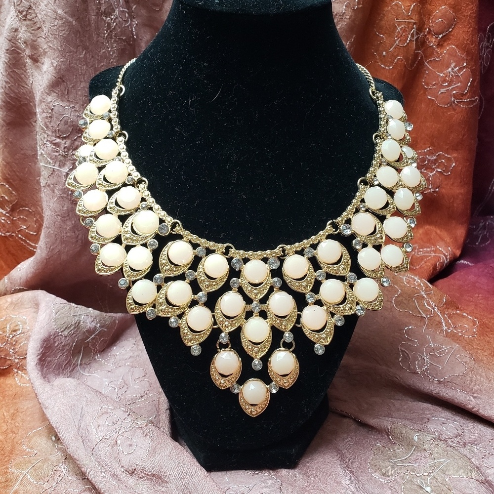 Bib length necklace.